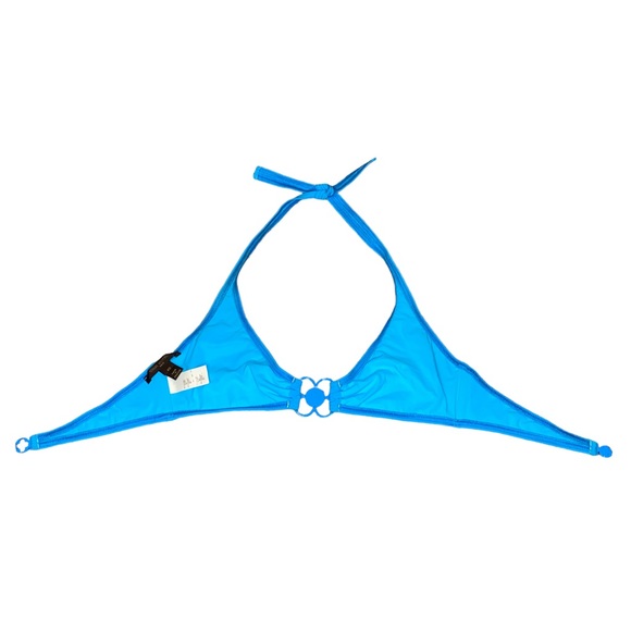 AUTH Louis Vuitton Neon Blue Metal Flower Charm Logo Halter Tie Bikini Swimsuit - Picture 8 of 16